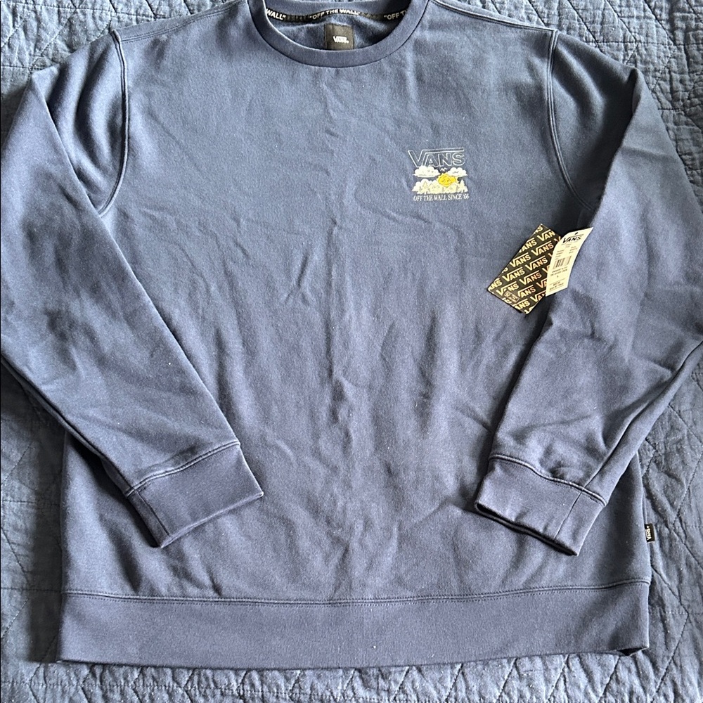 Vans Men’s Blue Crewneck Sweatshirt with Small Chest Graphic